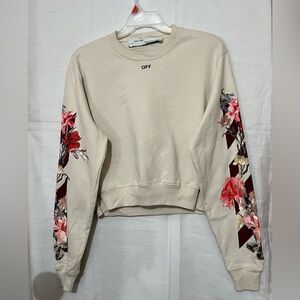 White Floral Sleeve Women's Top